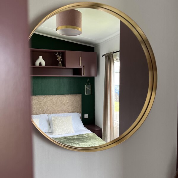 Modern interior of the seaside caravan in Southerness Marianne Bay