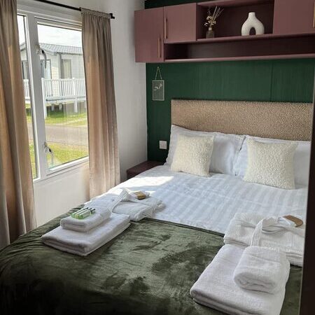 Modern interior of the seaside caravan in Southerness Marianne Bay